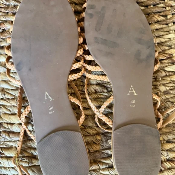 Anthropologie Joelle Braided Tan Slingback Sandals - Picture 4 of 6